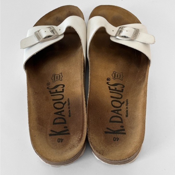 K. Daques “Madrid” Style Sandals in White Leather Size 40 - Picture 3 of 12